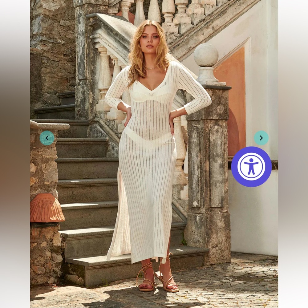 Melissa Odabash White Ribbed Maxi Dress